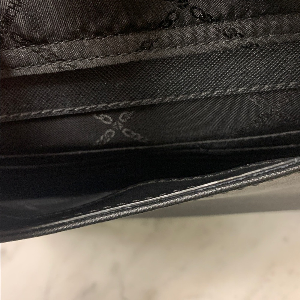 Michael Kors Black Leather Tote with Front Flap Pocket and MK Charm NWOT Zip Top - Picture 4 of 9